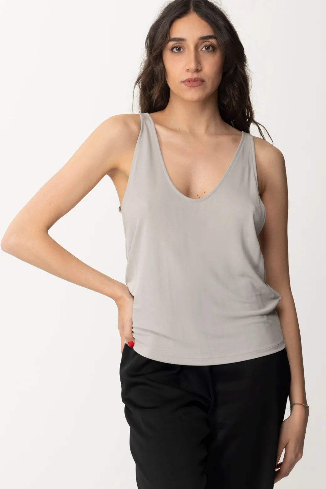 Donna Elisabetta Franchi Canotta In Jersey con Logo Sul Retro