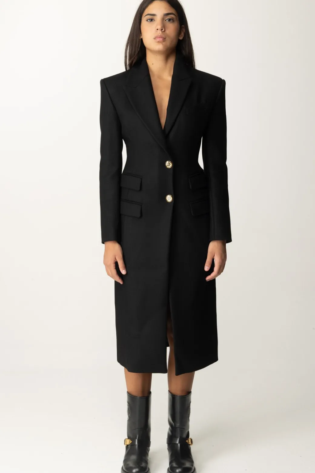 Donna Elisabetta Franchi Cappotto Smoking Lungo