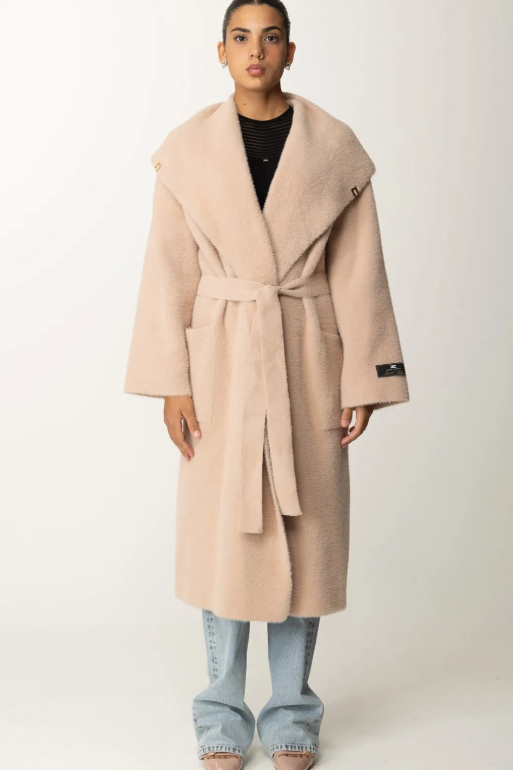 Donna Elisabetta Franchi Cappotto Vestaglia con Cintura