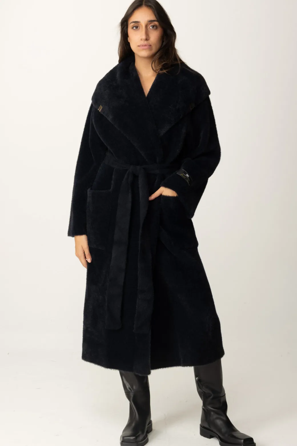 Donna Elisabetta Franchi Cappotto Vestaglia con Cintura