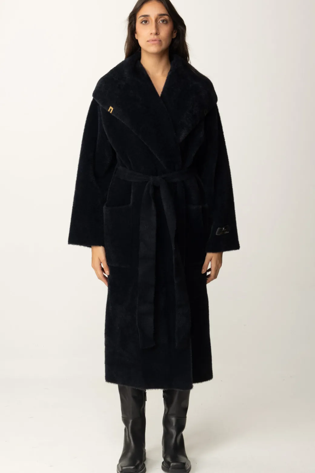 Donna Elisabetta Franchi Cappotto Vestaglia con Cintura