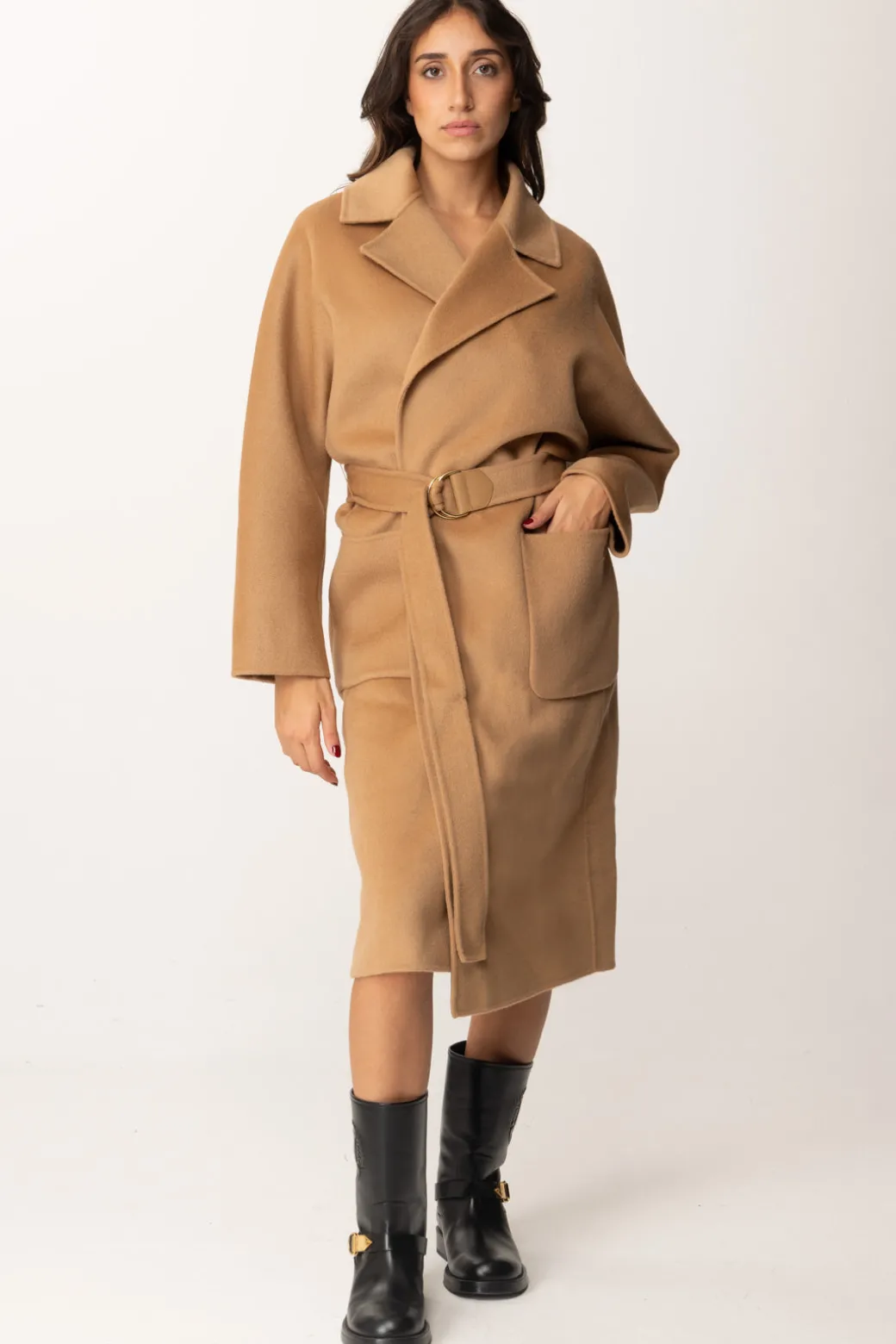 Donna Elisabetta Franchi Cappotto Vestaglia In Lana