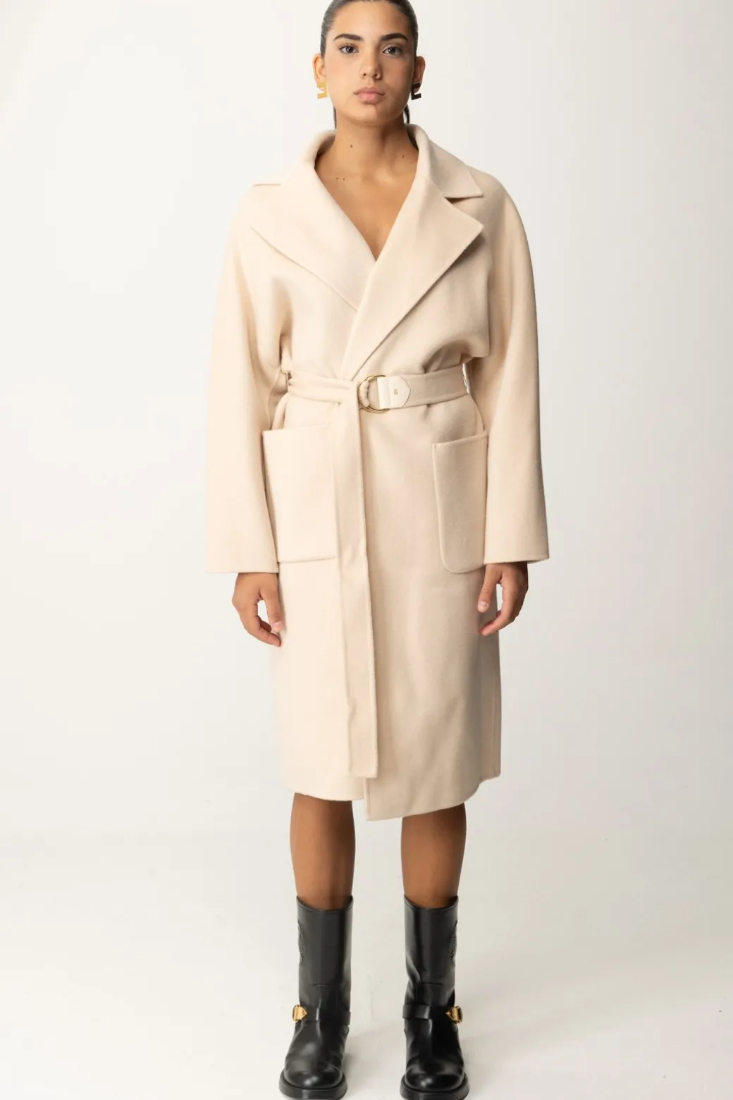 Donna Elisabetta Franchi Cappotto Vestaglia In Lana