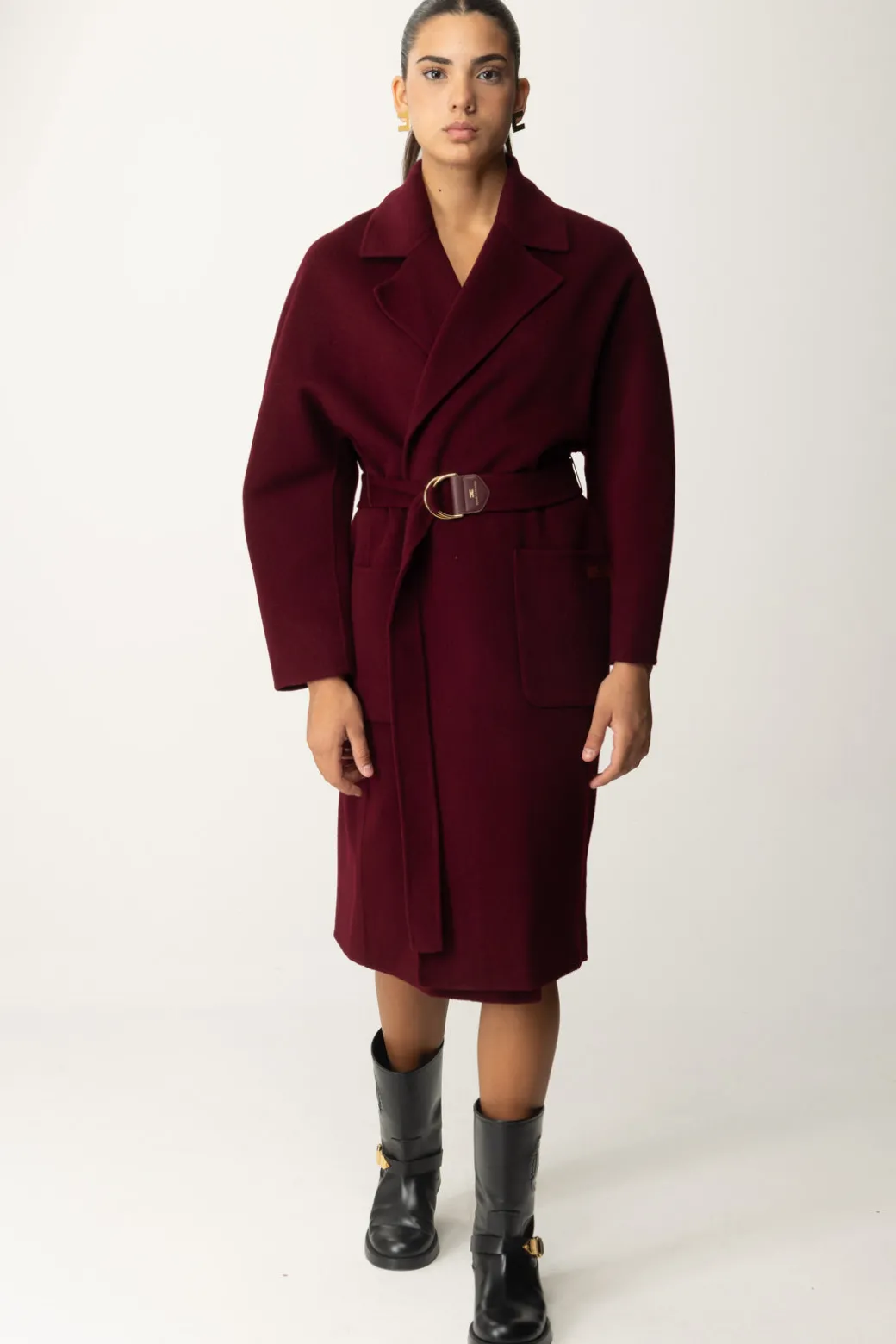 Donna Elisabetta Franchi Cappotto Vestaglia In Lana