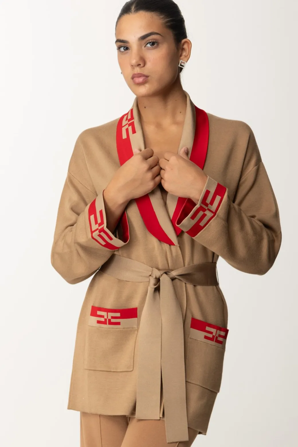 Donna Elisabetta Franchi Cardigan con Bande Logo
