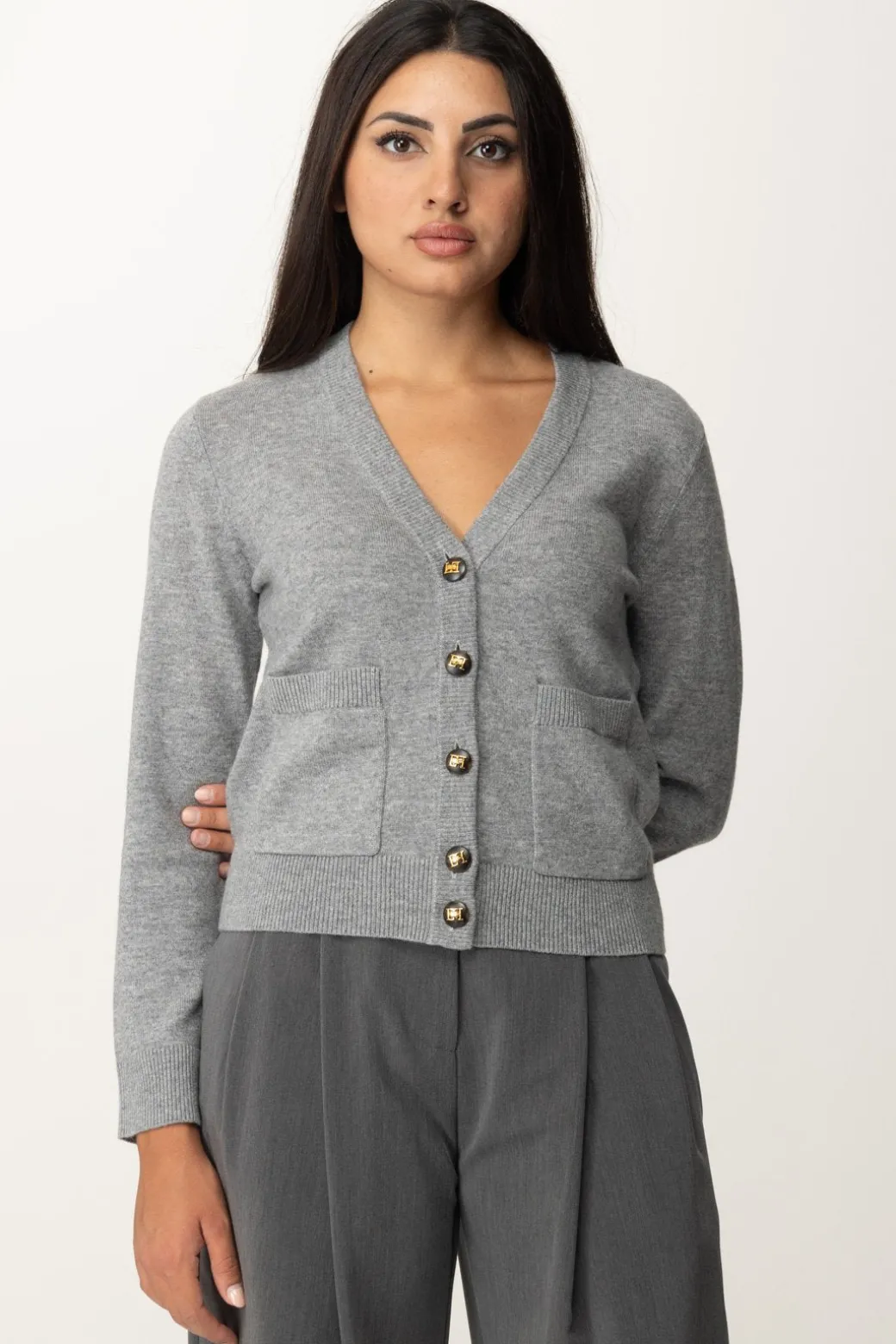 Donna Elisabetta Franchi Cardigan con Bottoni Gold