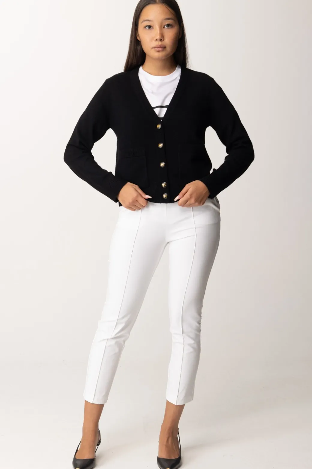 Donna Elisabetta Franchi Cardigan con Bottoni Gold