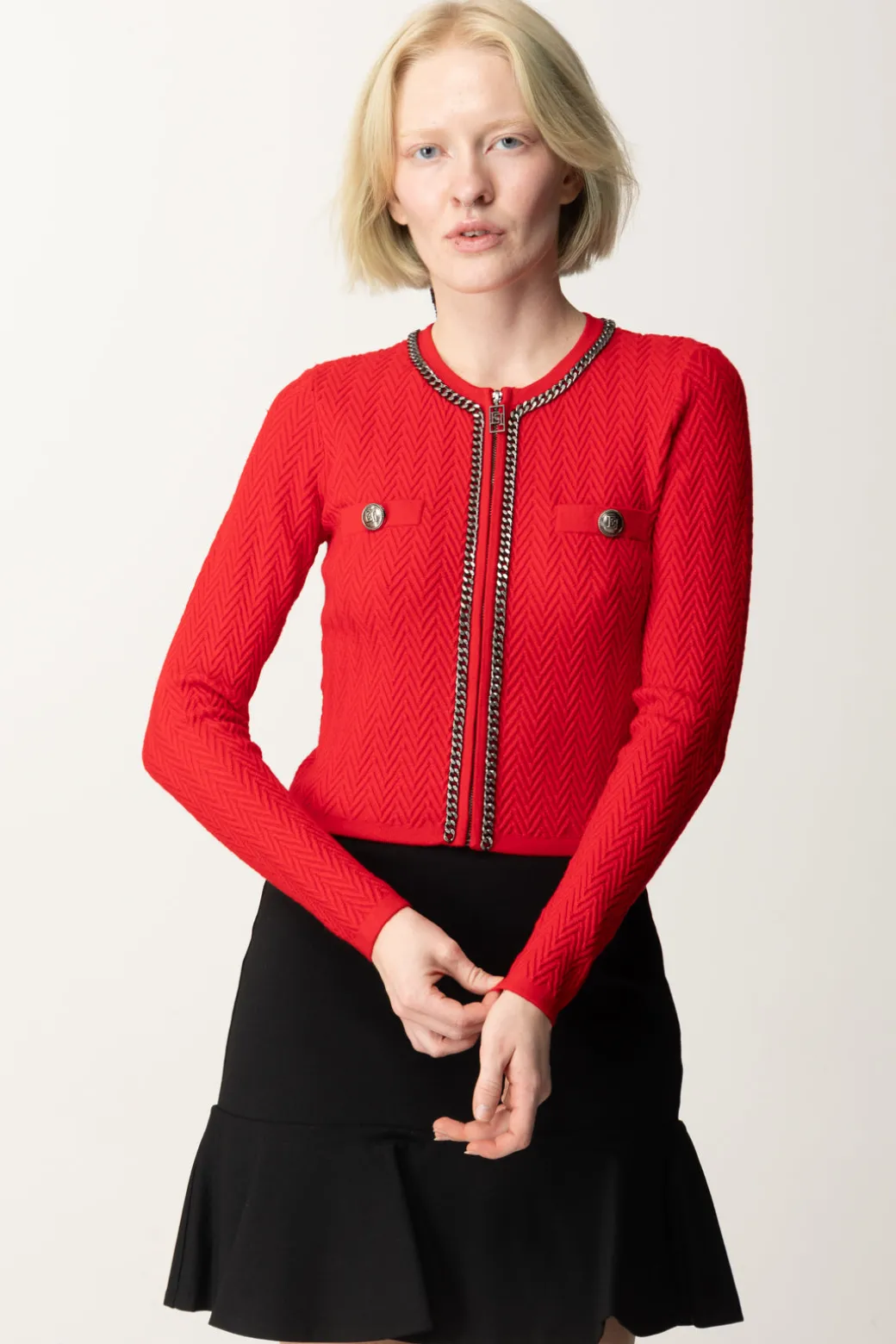 Donna Elisabetta Franchi Cardigan con Punto Resca
