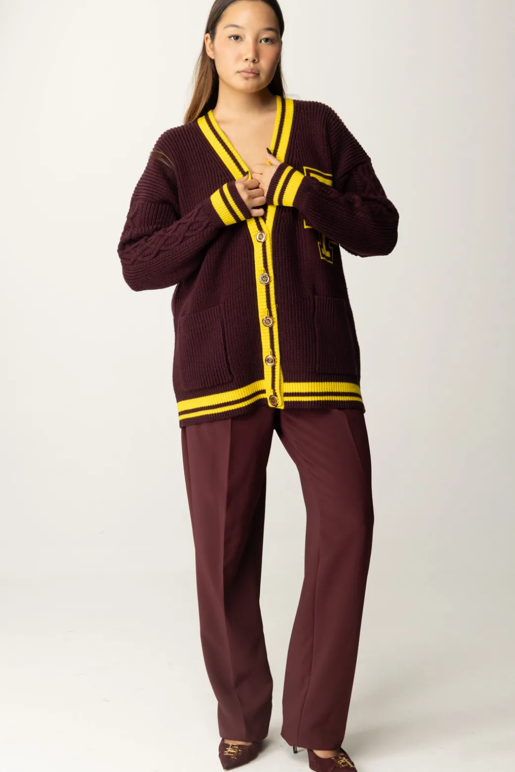 Donna Elisabetta Franchi Cardigan In Lana Stile College