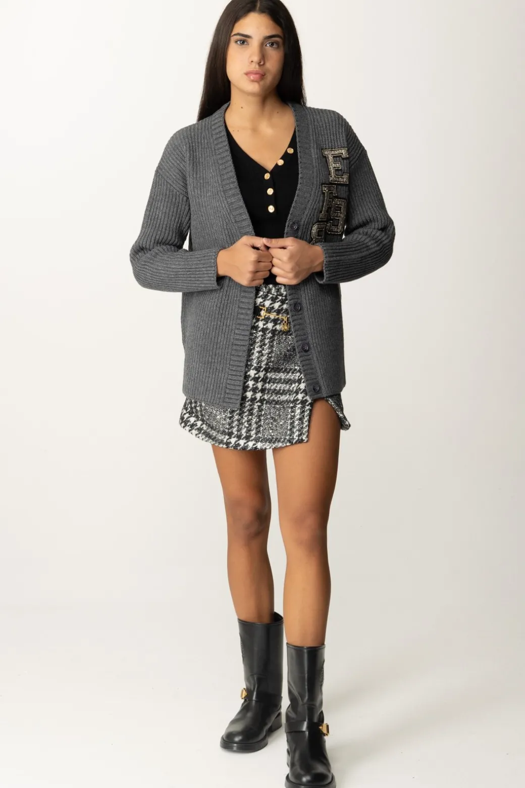Donna Elisabetta Franchi Cardigan Oversize con Dettagli Logo