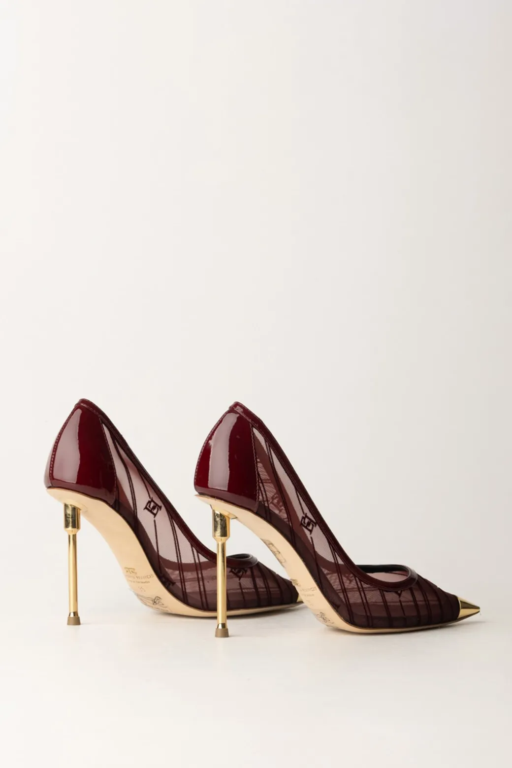 Donna Elisabetta Franchi Decolletes In Rete con Punta In Metallo