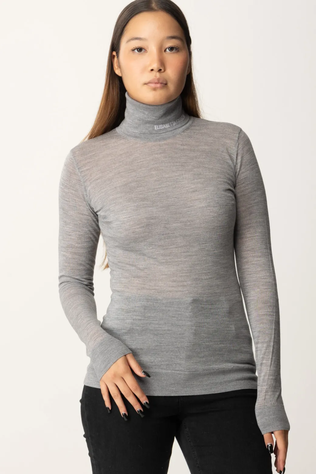 Donna Elisabetta Franchi Dolcevita In Lana Merino con Logo Lettering