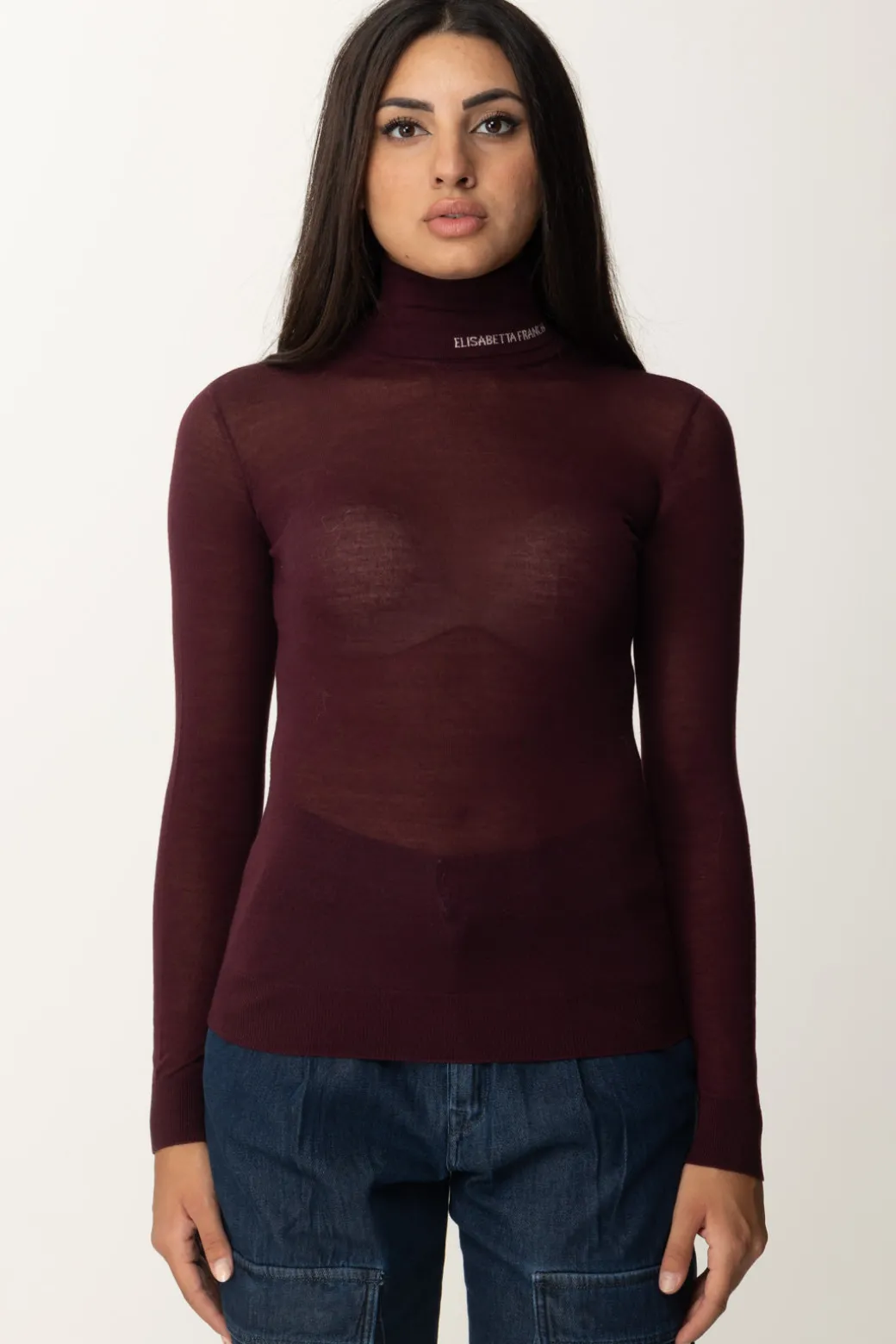 Donna Elisabetta Franchi Dolcevita In Lana Merino con Logo Lettering