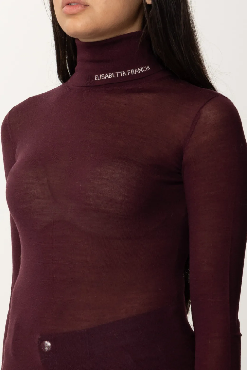 Donna Elisabetta Franchi Dolcevita In Lana Merino con Logo Lettering
