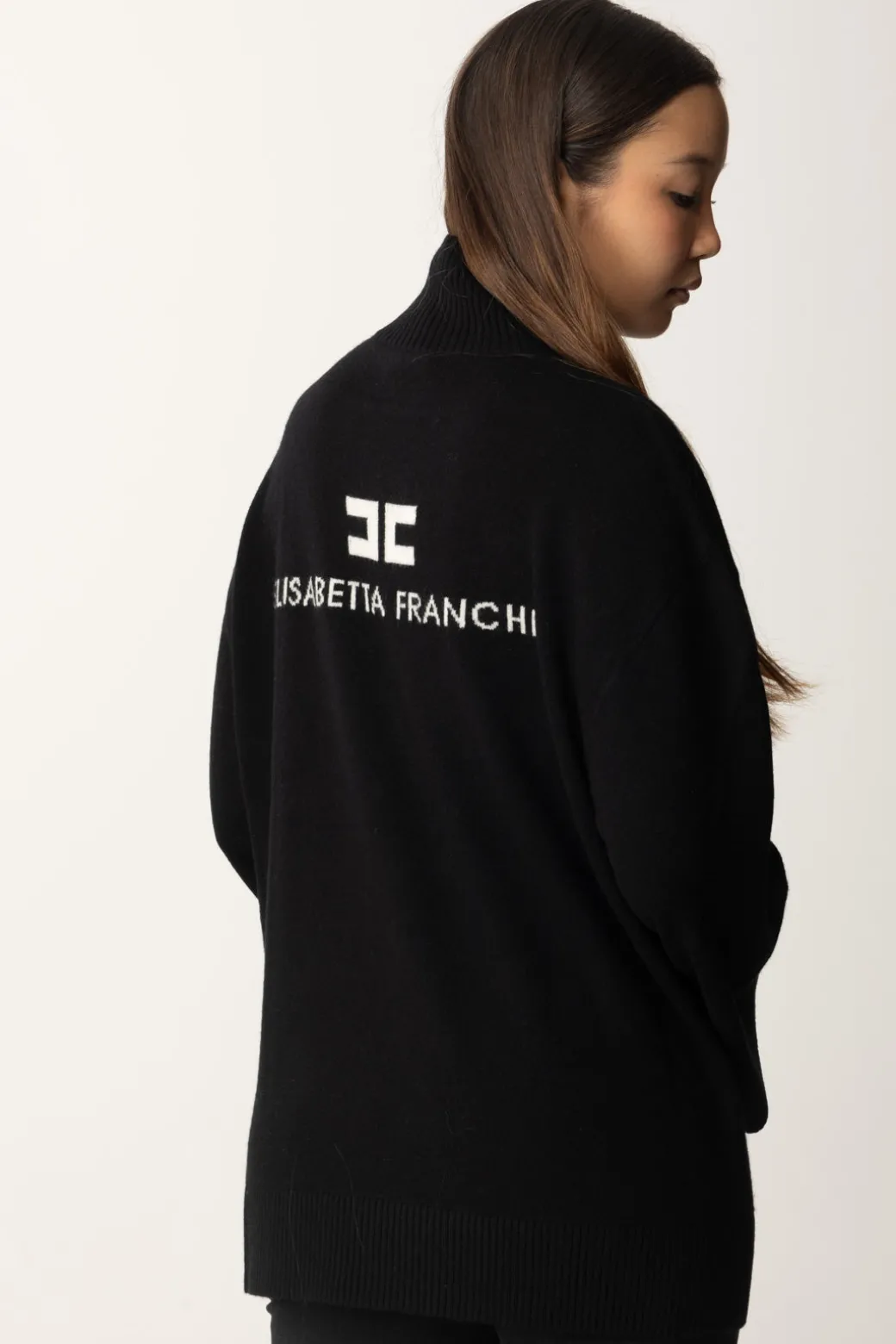 Donna Elisabetta Franchi Dolcevita In Misto Cashmere con Logo
