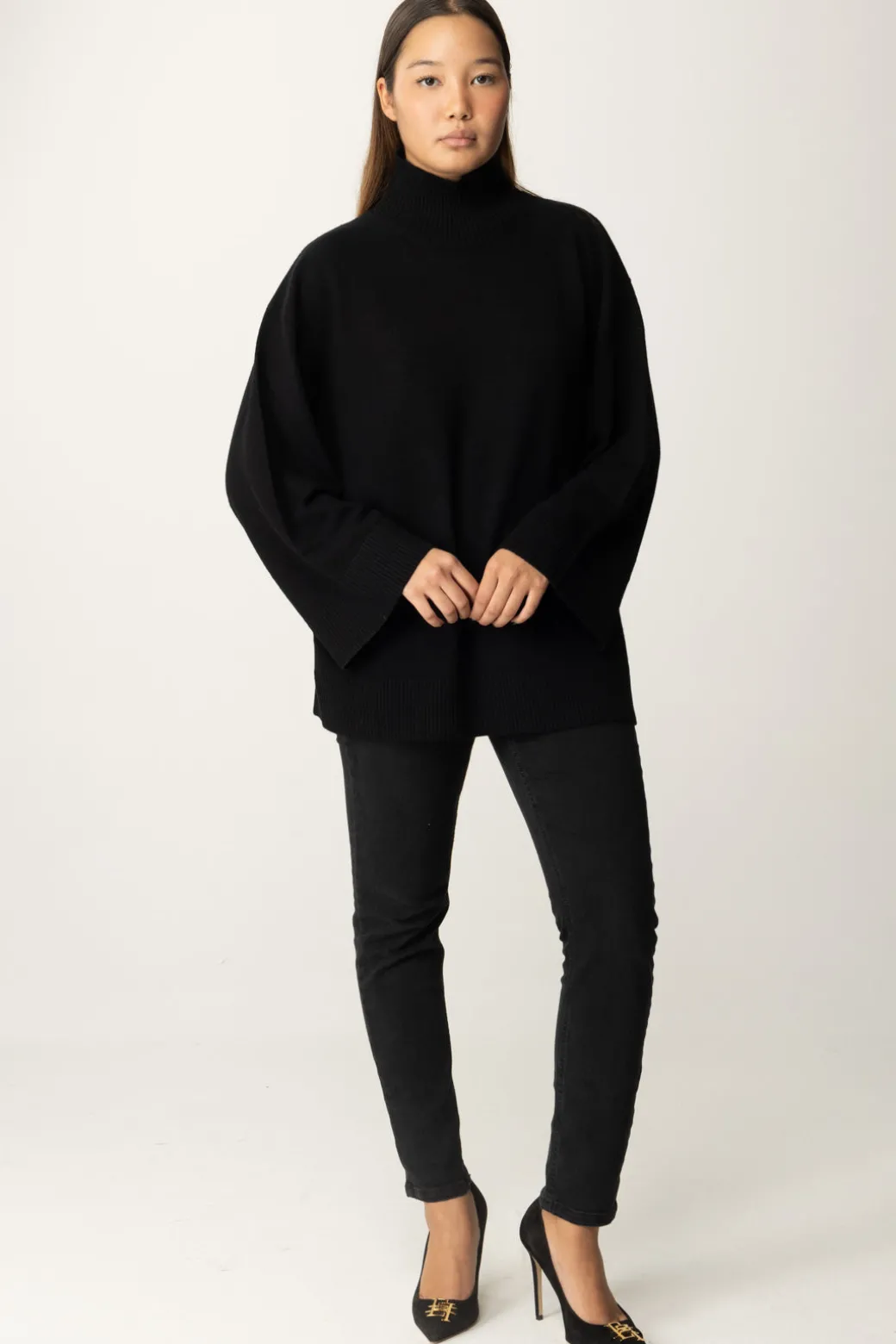 Donna Elisabetta Franchi Dolcevita In Misto Cashmere con Logo