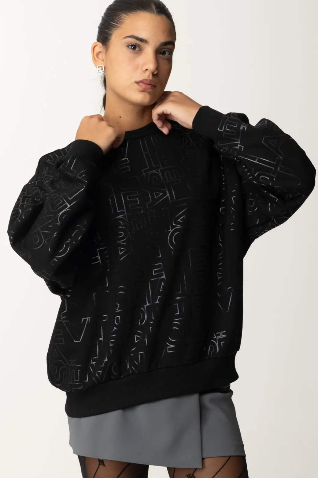 Donna Elisabetta Franchi Felpa In Cotone Lettering