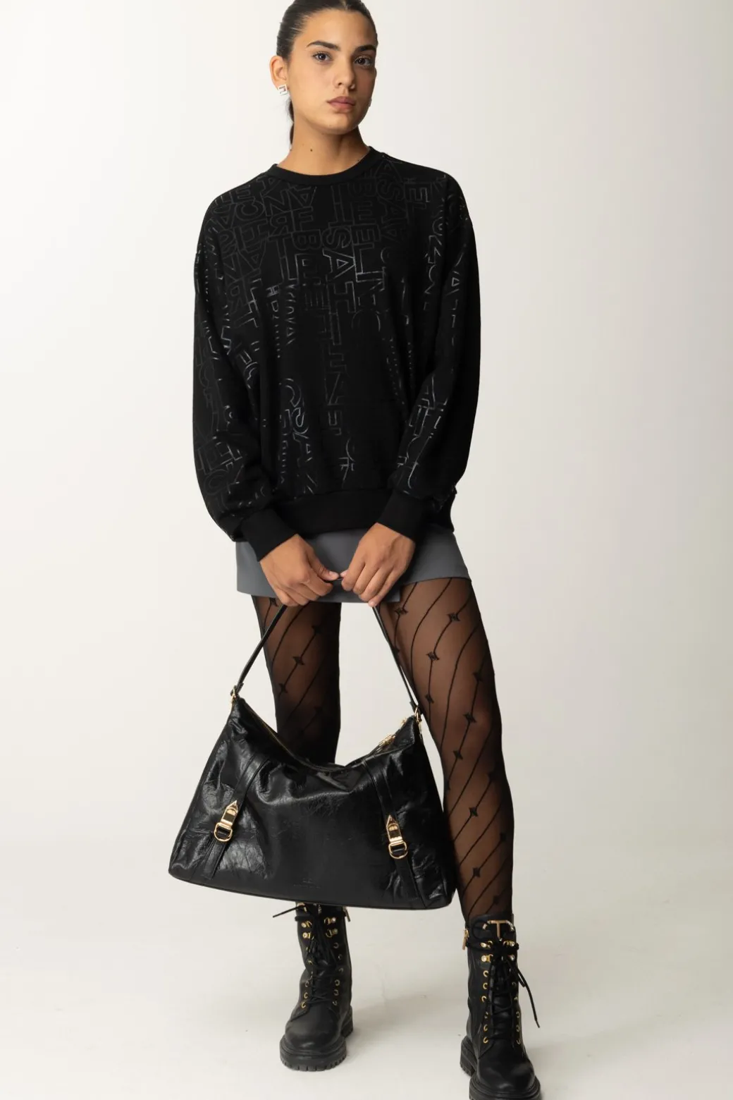 Donna Elisabetta Franchi Felpa In Cotone Lettering