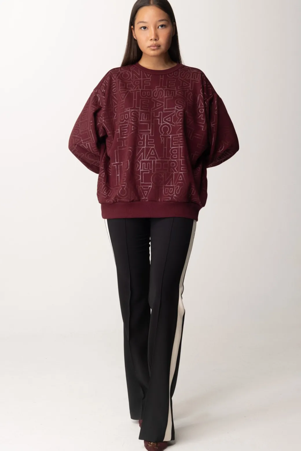 Donna Elisabetta Franchi Felpa In Cotone Lettering