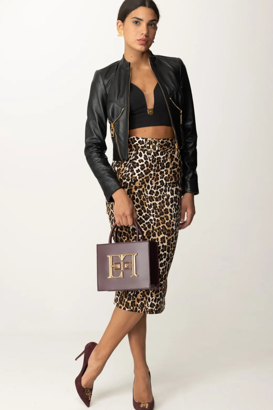 Donna Elisabetta Franchi Giacca Biker In Pelle