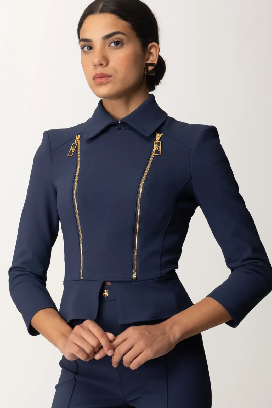 Donna Elisabetta Franchi Giacca con Baschina e Zip