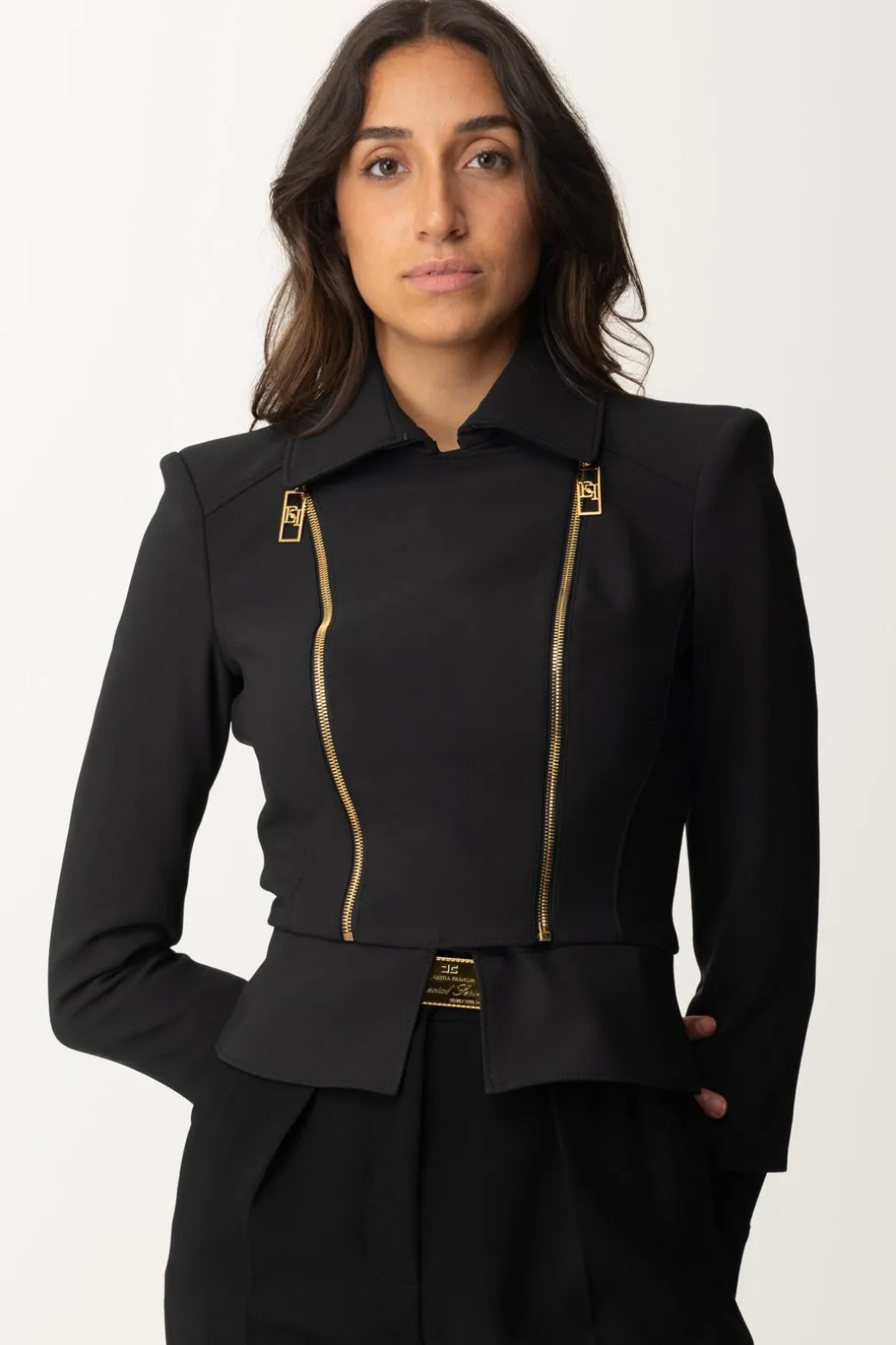 Donna Elisabetta Franchi Giacca con Baschina e Zip