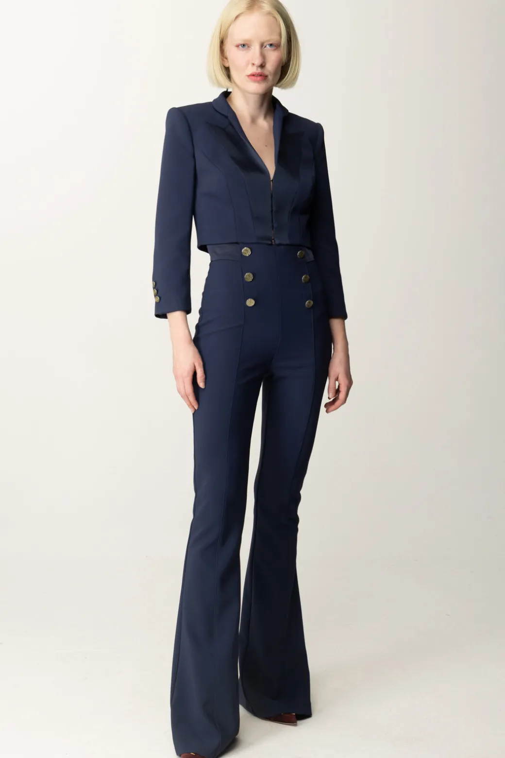 Donna Elisabetta Franchi Giacca Crop con Maniche a 3/4