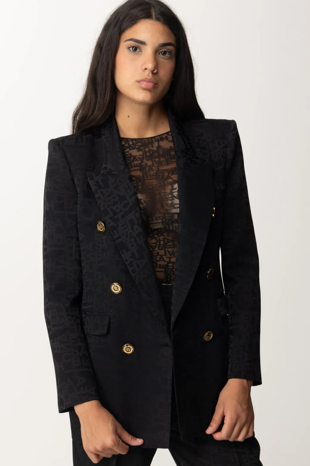 Donna Elisabetta Franchi Giacca Doppiopetto In Crêpe Jacquard