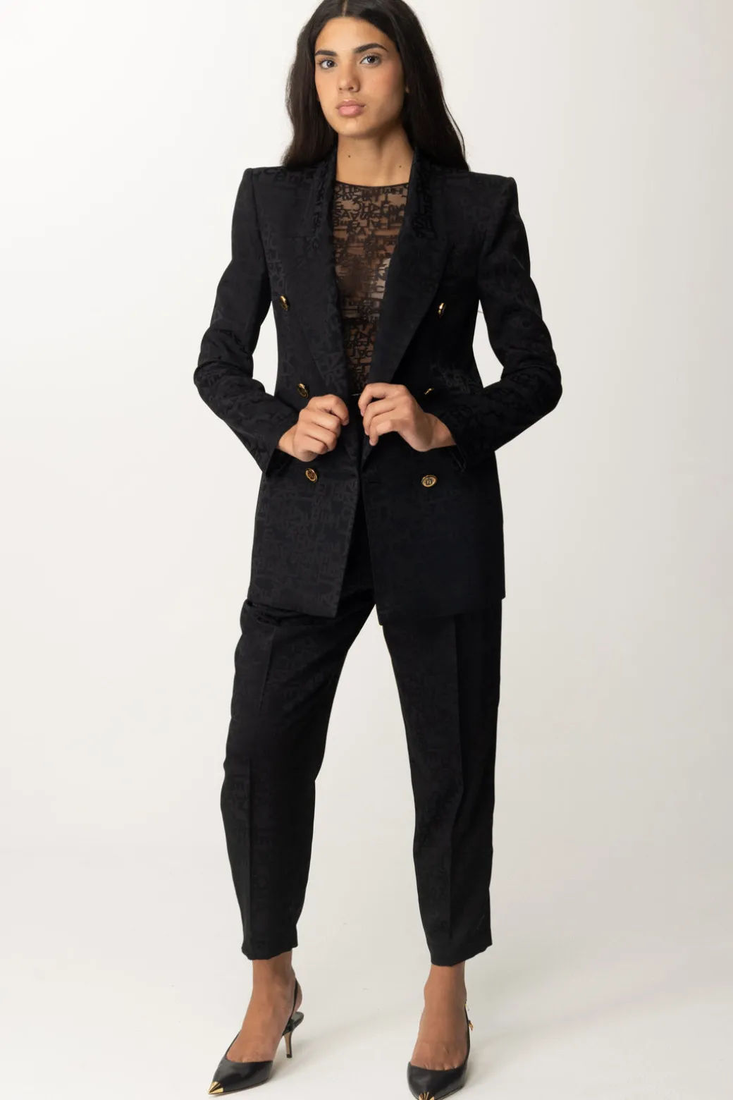 Donna Elisabetta Franchi Giacca Doppiopetto In Crêpe Jacquard