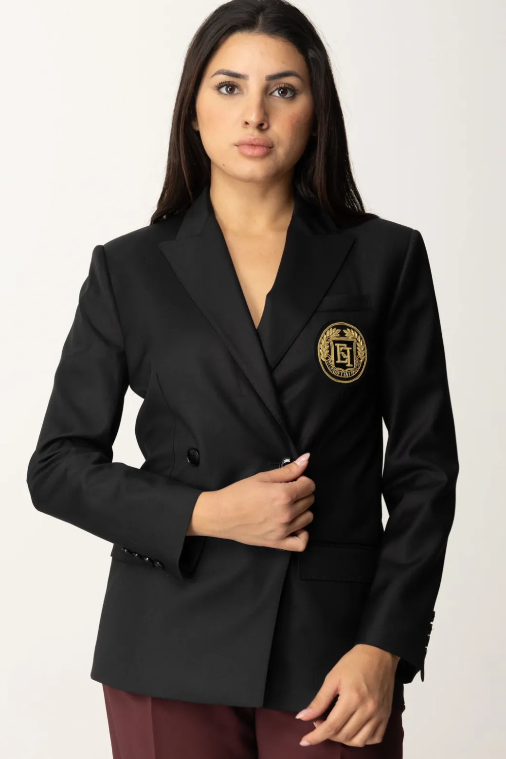 Donna Elisabetta Franchi Giacca Doppiopetto In Lana con Patch