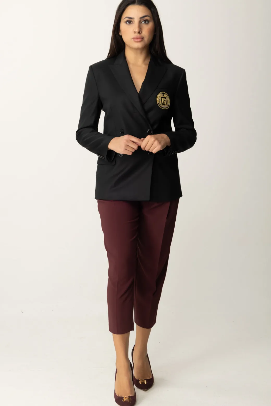 Donna Elisabetta Franchi Giacca Doppiopetto In Lana con Patch