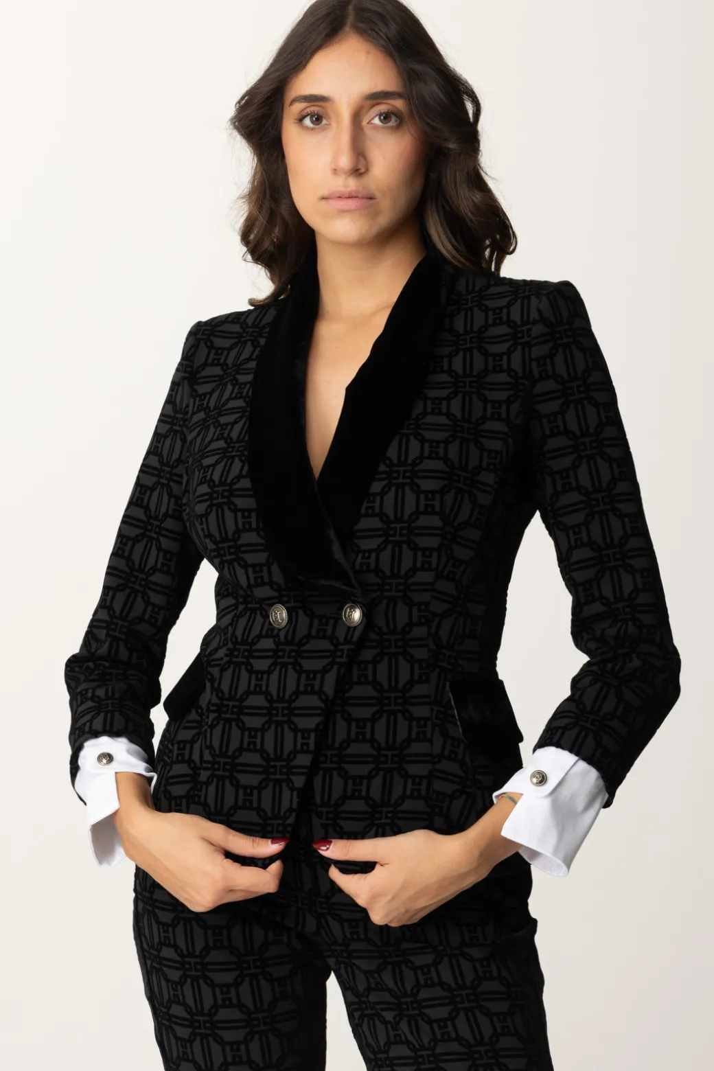 Donna Elisabetta Franchi Giacca Doppiopetto Pattern Flock