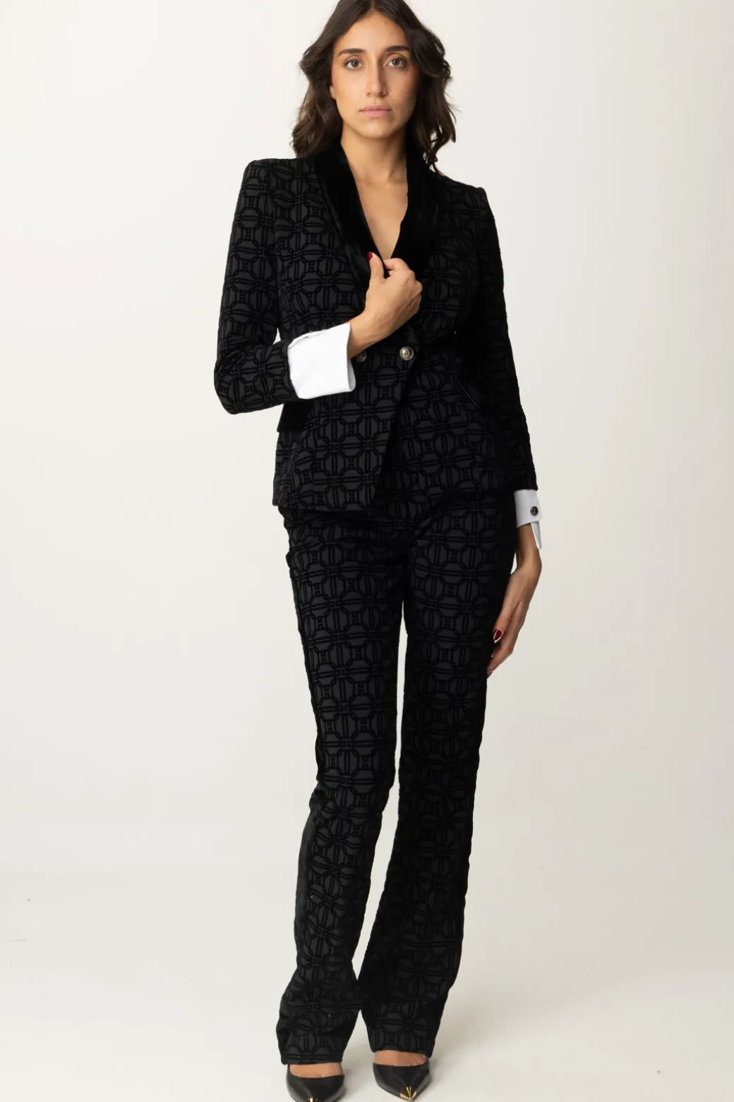 Donna Elisabetta Franchi Giacca Doppiopetto Pattern Flock