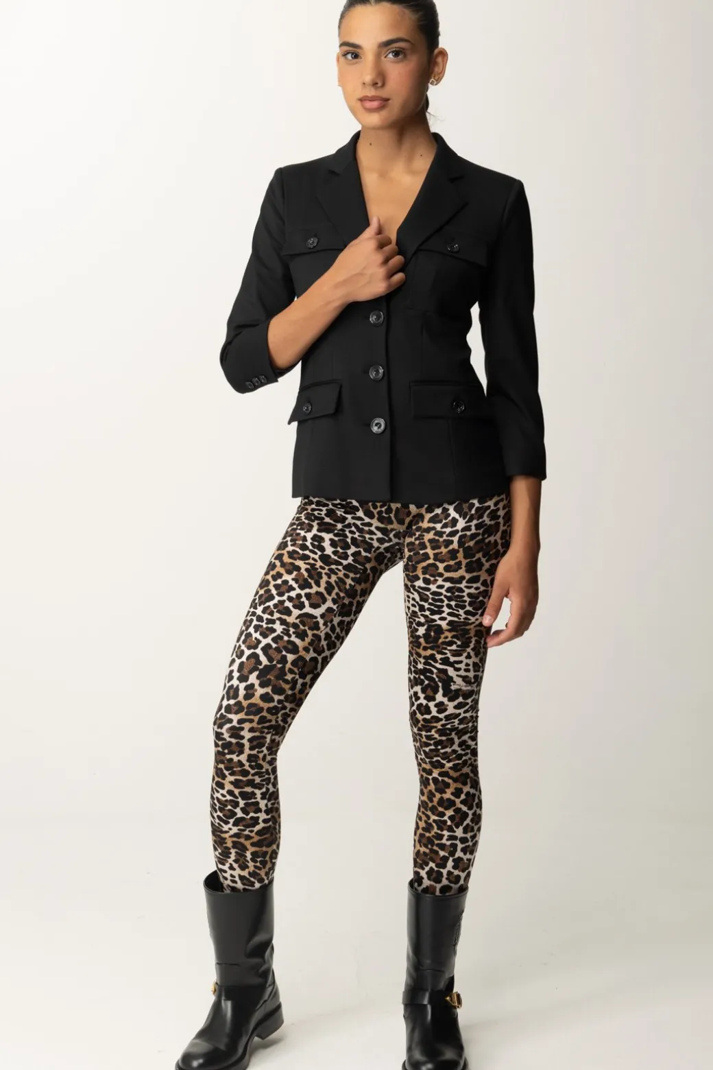 Donna Elisabetta Franchi Giacca In Fresco Lana con Maniche a 3/4