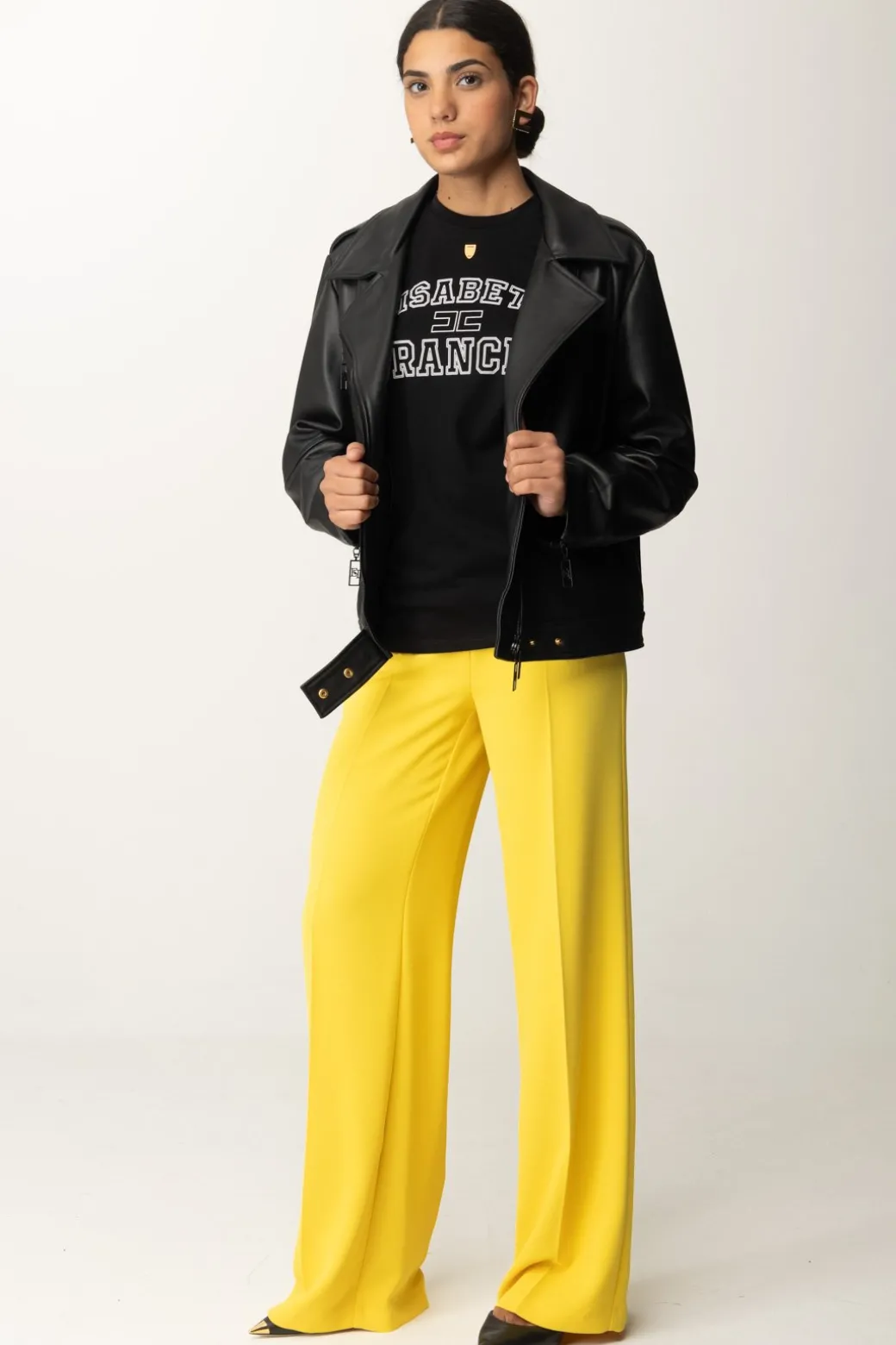 Donna Elisabetta Franchi Giacca In Pelle Biker Oversize