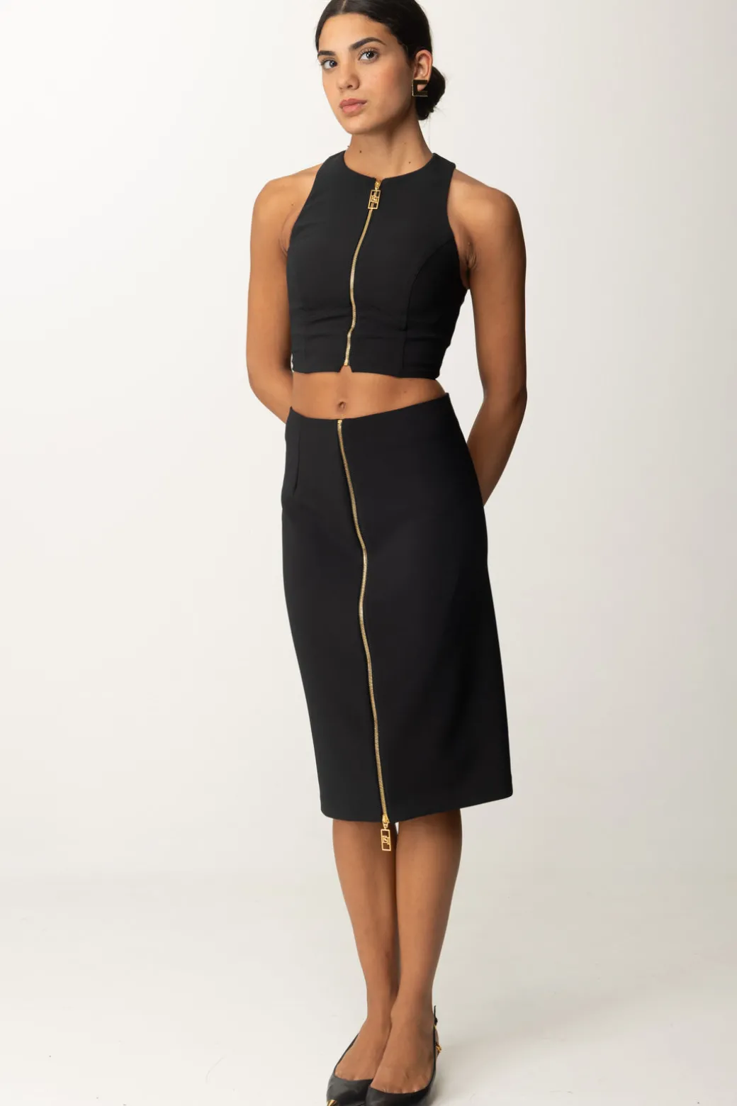 Donna Elisabetta Franchi Gonna Midi a Tubo con Zip