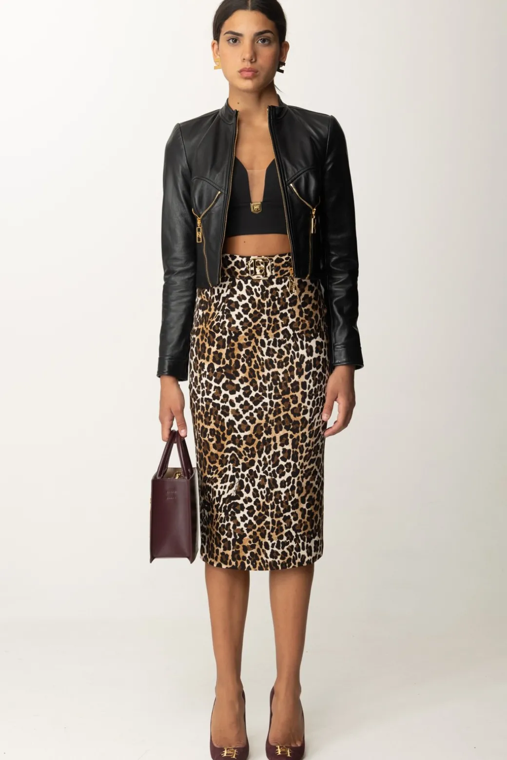 Donna Elisabetta Franchi Gonna Midi con Stampa