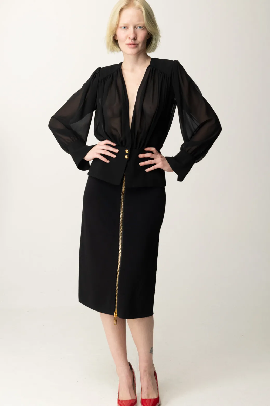 Donna Elisabetta Franchi Gonna Midi con Zip