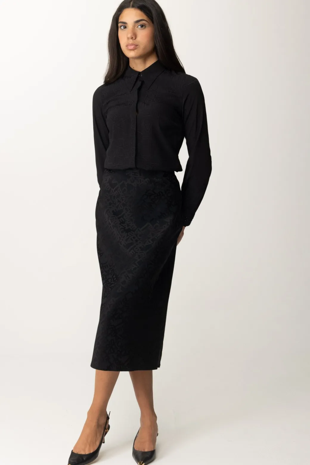 Donna Elisabetta Franchi Gonna Midi In Crêpe Jacquard