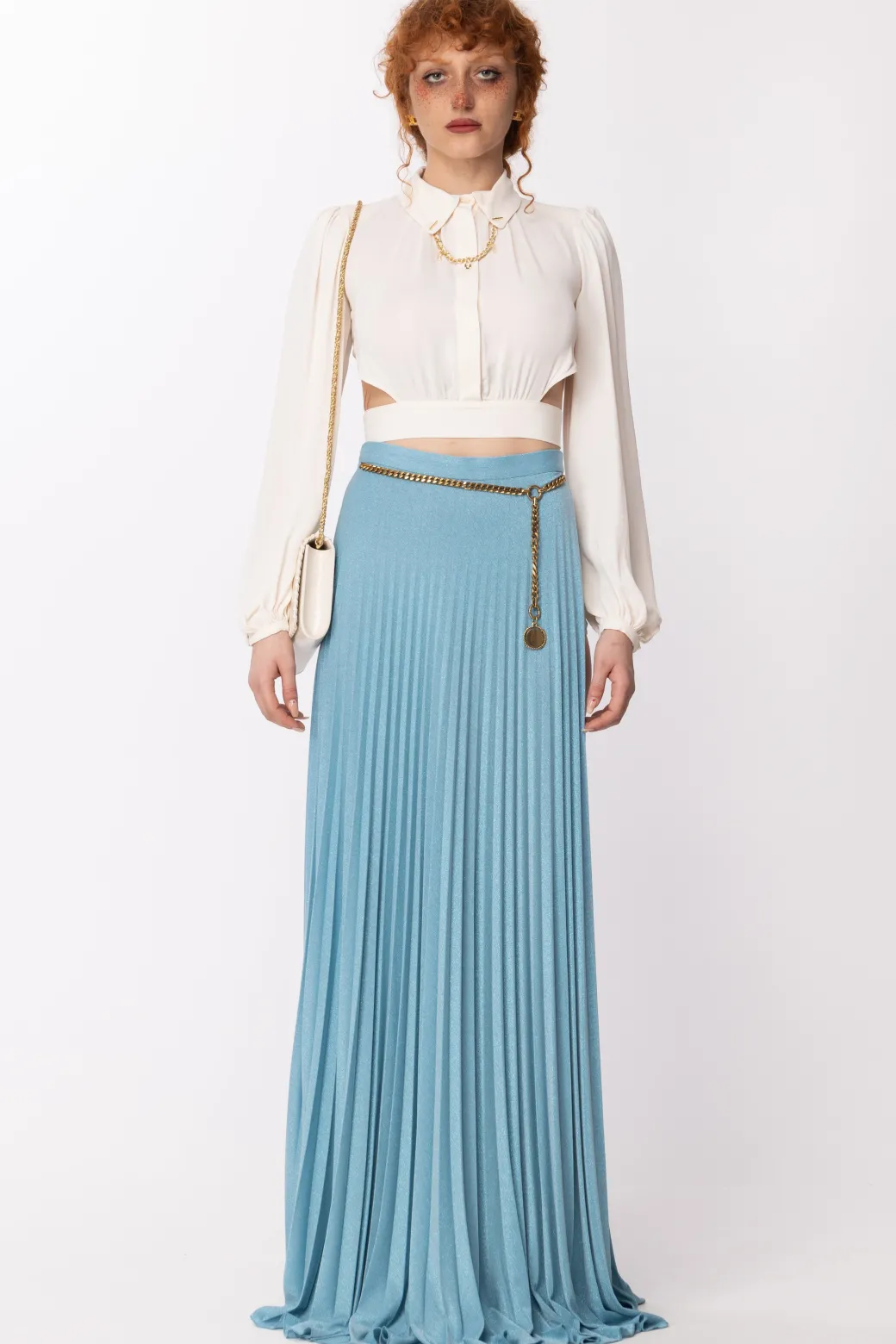 Donna Elisabetta Franchi Gonna Plissettata In Lurex