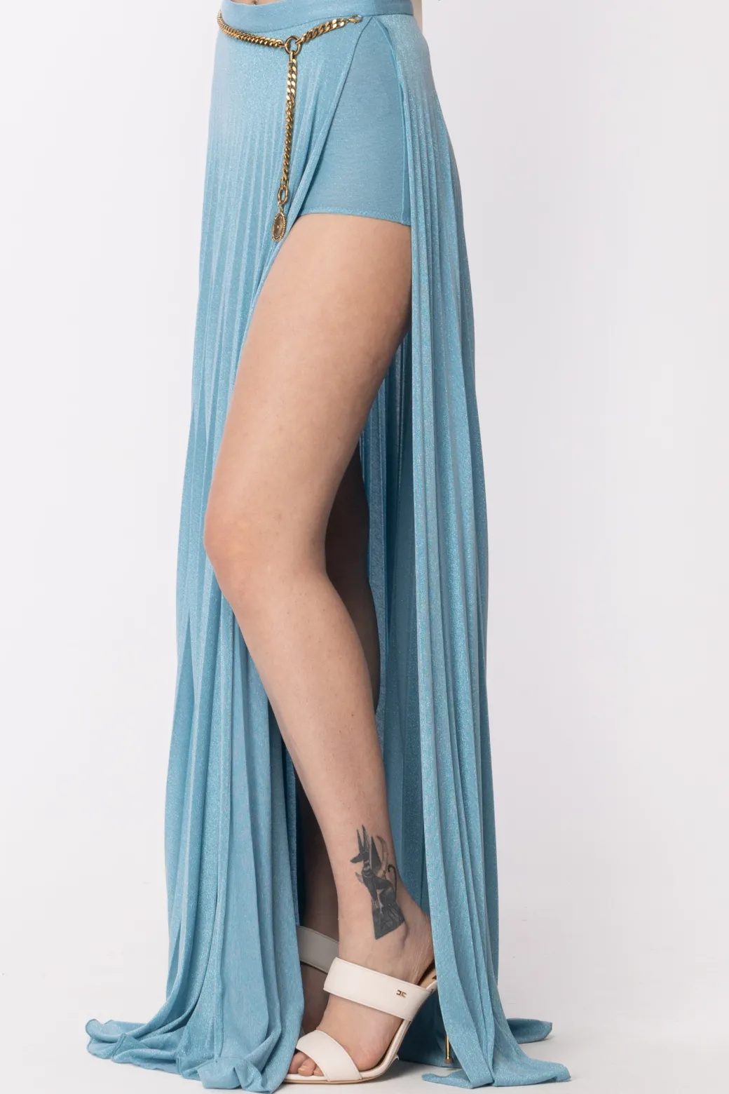 Donna Elisabetta Franchi Gonna Plissettata In Lurex