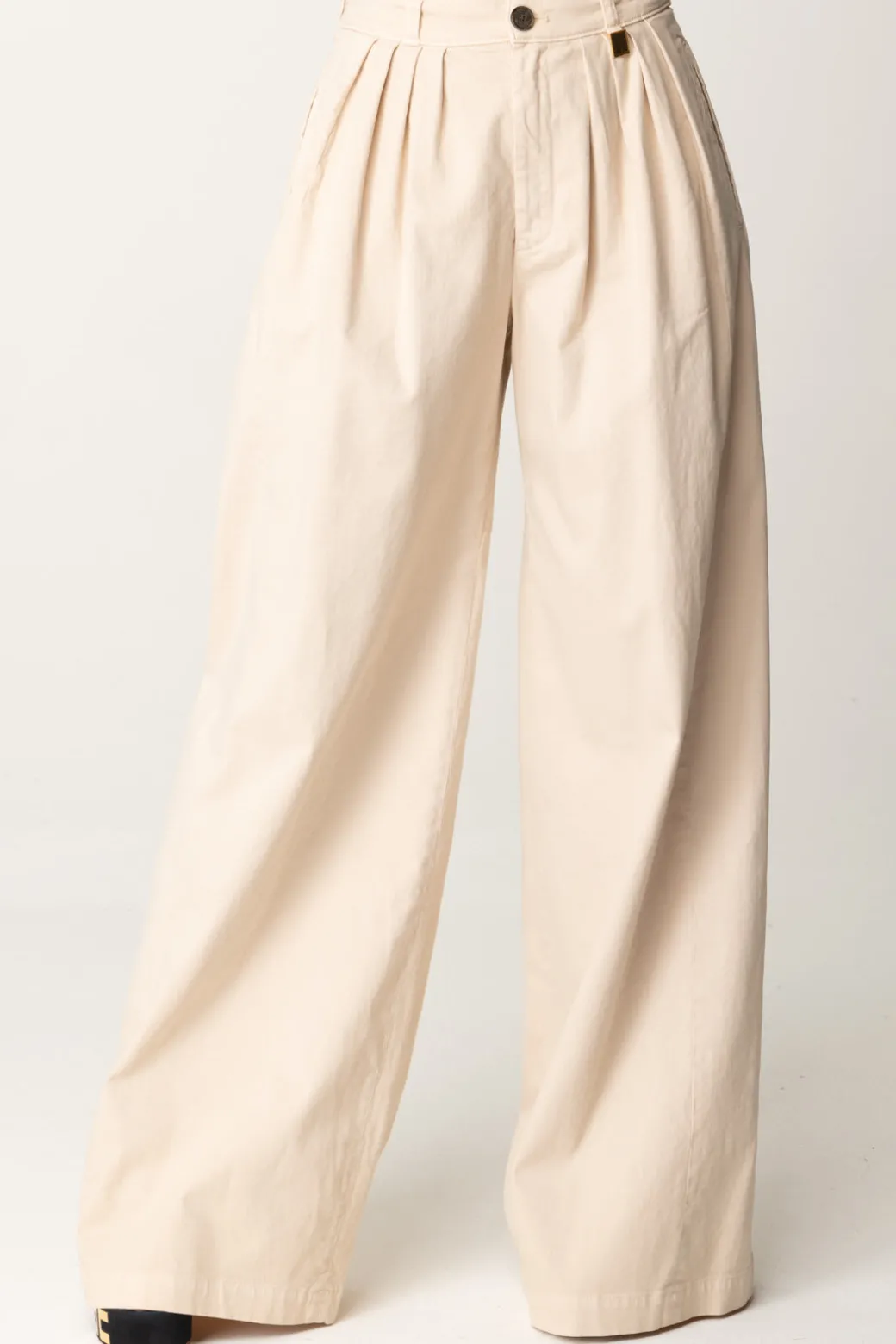 Donna Elisabetta Franchi Jeans a Gamba Larga con Pinces