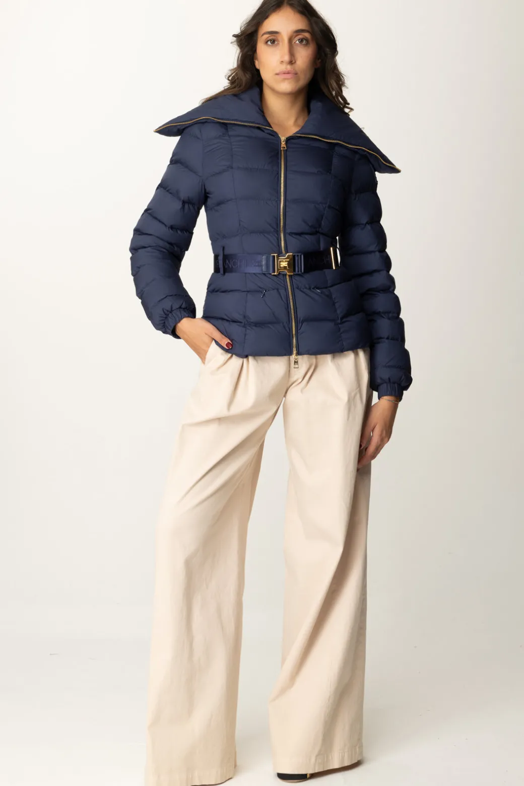 Donna Elisabetta Franchi Jeans a Gamba Larga con Pinces