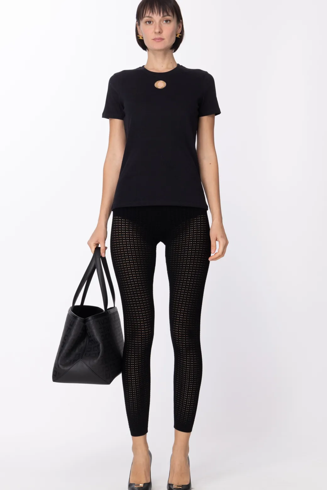 Donna Elisabetta Franchi Leggings Alla Caviglia con Fascione In Punto Vita