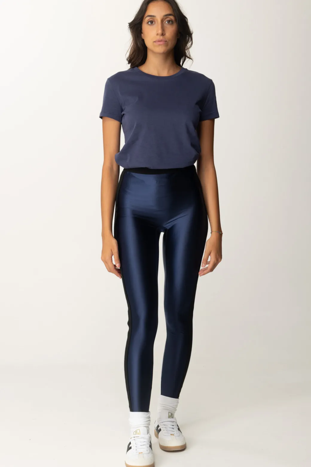 Donna Elisabetta Franchi Leggings In Lycra con Bande Logate