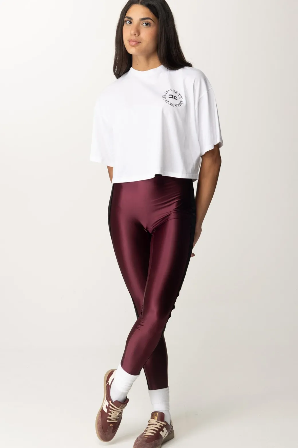 Donna Elisabetta Franchi Leggings In Lycra con Bande Logate