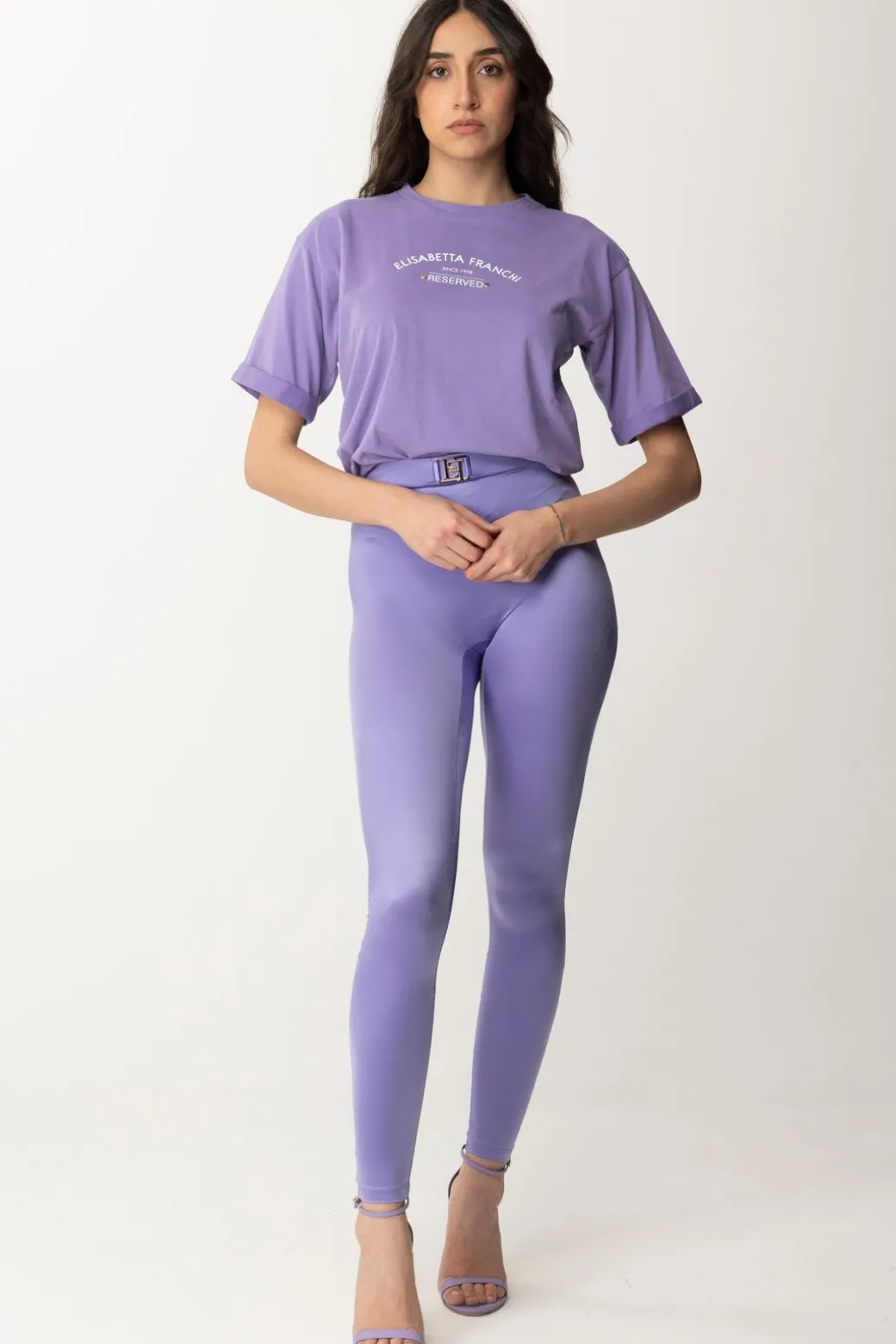 Donna Elisabetta Franchi Leggings In Lycra con Logo