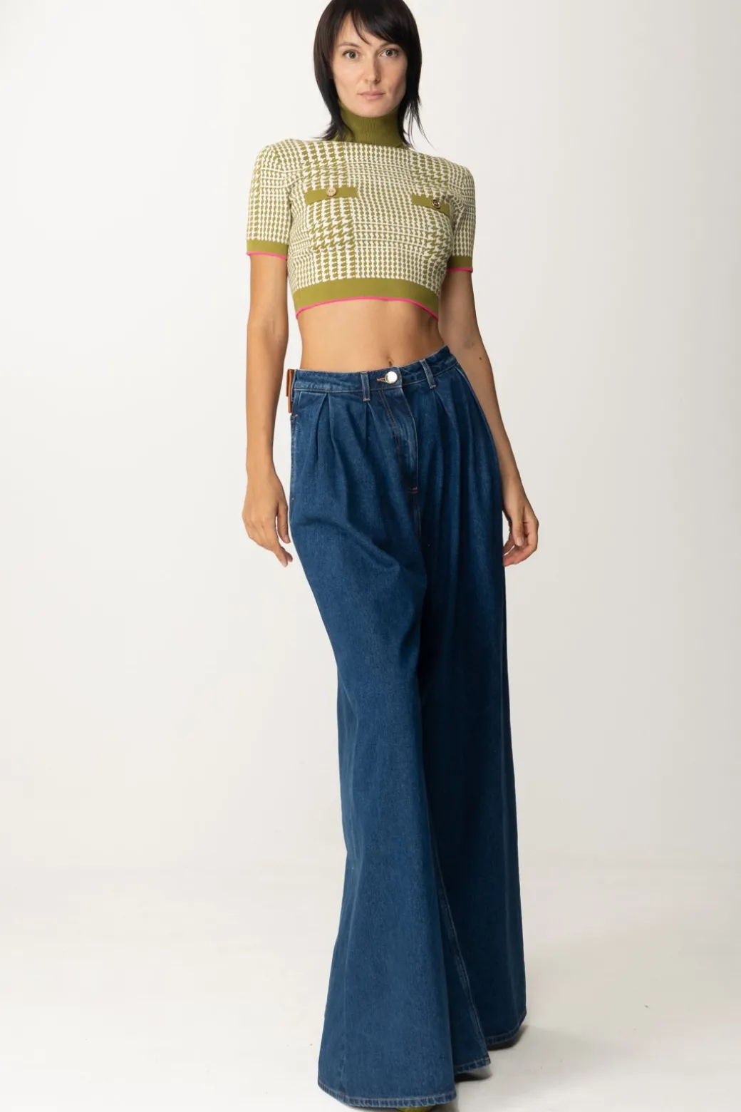 Donna Elisabetta Franchi Maglia Crop In Principe Di Galles