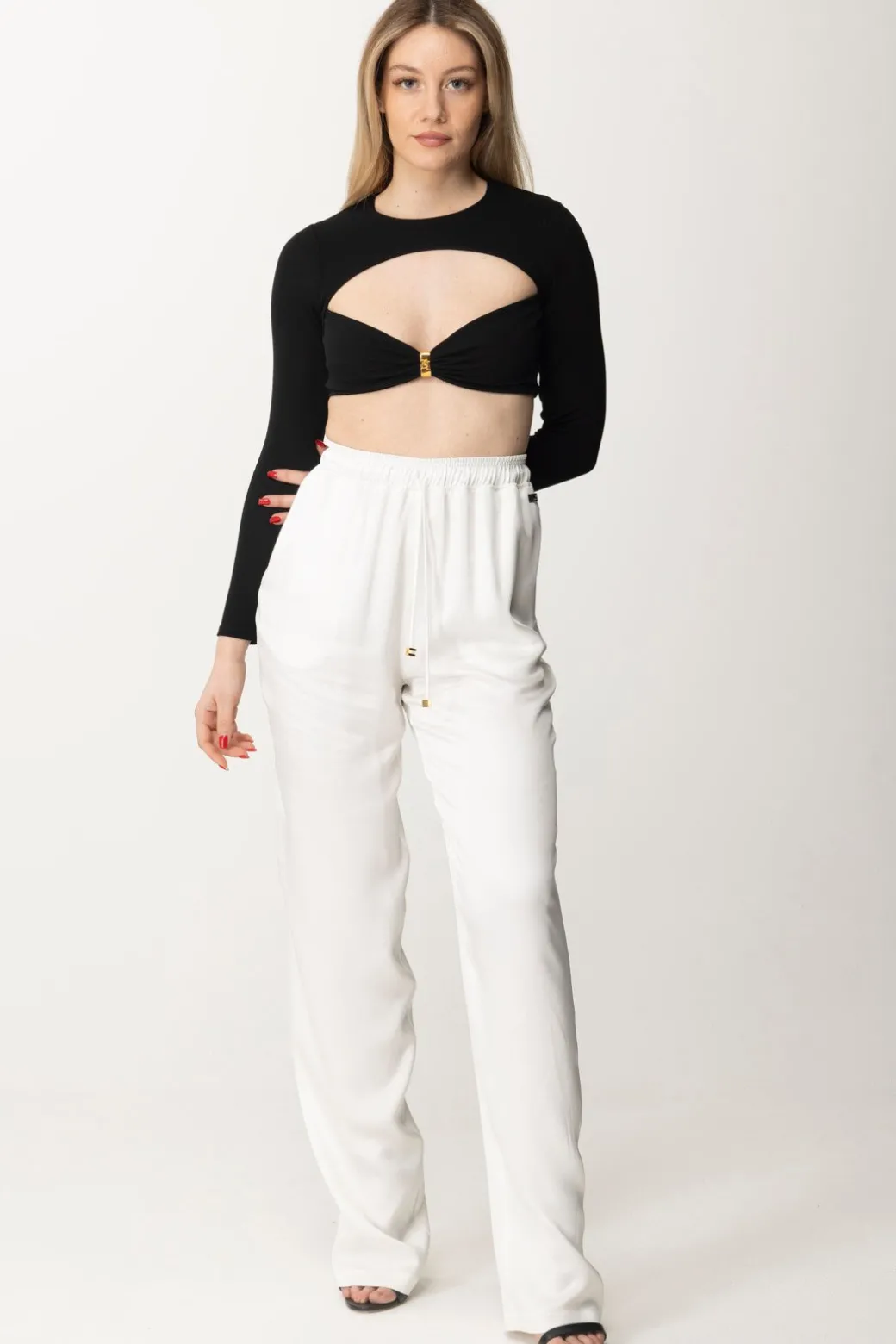 Donna Elisabetta Franchi Maglia Cropped In Jersey
