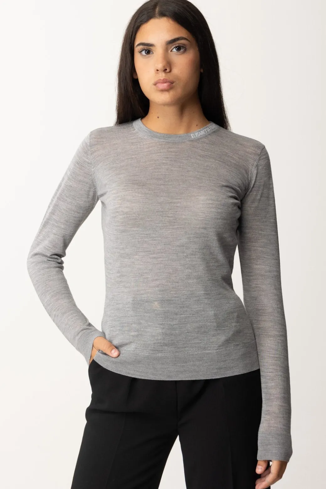 Donna Elisabetta Franchi Maglia In Lana Merino con Colletto Logato